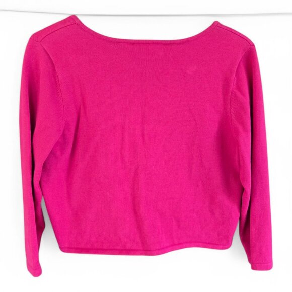 NWT Liz Claiborne Womens Large Tie-Front Pink Bolero Sweater 3/4 Sleeve - Picture 3 of 8